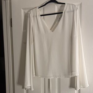 Elegant White V-Neck Women's Blouse